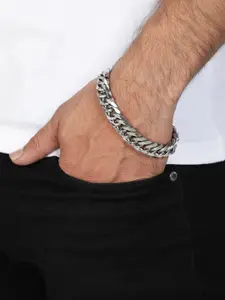 AQUASTREET Men Silver-Toned Stainless Steel Link Bracelet 14 mm