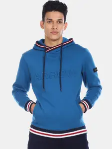 Arrow Sport Men Blue Printed Hooded Sweatshirt