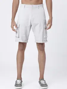 HIGHLANDER Men Grey Solid Slim Fit Cargo Shorts