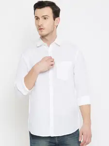 Crimsoune Club Men White Slim Fit Solid Casual Shirt