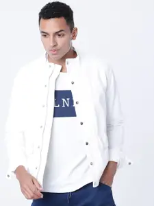 HIGHLANDER Men White Solid Denim Jacket