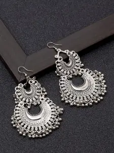 Shining Diva Silver-Toned Contemporary Chandbalis