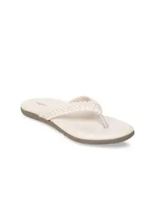 Shezone Women Cream-Coloured Solid Open Toe Flats