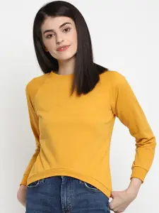 THREAD MUSTER Women Mustard Yellow Solid Sweatshirt