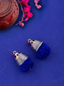 Voylla Silver-Plated & Blue Geometric Studs