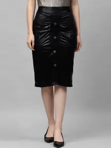 Athena Black Knee Length Skirt