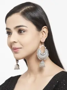 Shining Diva Silver-Toned Contemporary Jhumkas