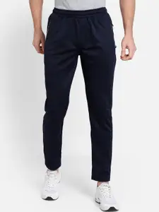 PROTEENS Men Navy Blue Solid Straight Fit Track Pants