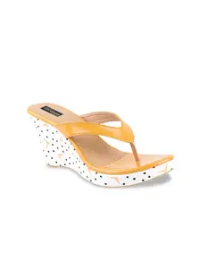 Shoetopia Women Yellow Solid Sandals