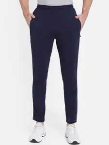 PROTEENS Men Navy Blue Solid Straight Fit Track Pants