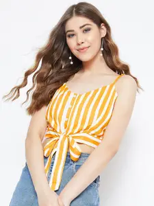 Berrylush Women Yellow Striped Top