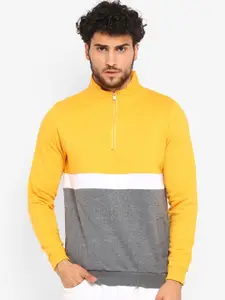 Urbano Fashion Men Yellow Colourblocked Sweatshirt