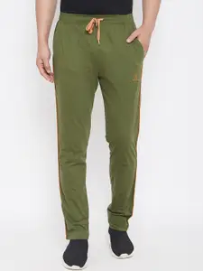 Adobe Men Olive Green Solid Straight-Fit Track Pants