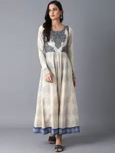 W Women Beige Printed Ethnic Maxi Dress