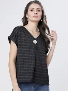 Tokyo Talkies Black Checked Top