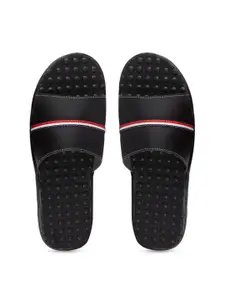 FAUSTO Men Black Striped Sliders