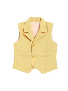 Kidling Boys Yellow Woven Design Waist Coat