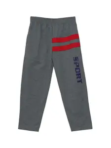 SWEET ANGEL Boys Charcoal Black & Red Solid Straight Fit Track Pants