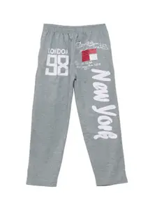 SWEET ANGEL Boys Grey Melange Printed Straight-Fit Track Pants