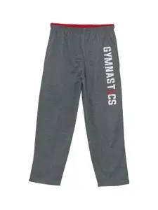 SWEET ANGEL Boys Charcoal Grey & White Solid Straight-Fit Track Pants