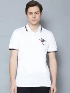 BEN SHERMAN Men White Solid Polo Collar T-shirt