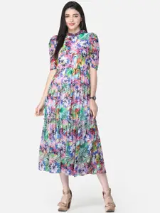 SCORPIUS Women Multicoloured Printed Fit and Flare Dress