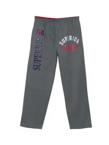 SWEET ANGEL Boys Grey Melange & Blue Solid Straight Fit Outdoor Track Pants