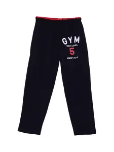 SWEET ANGEL Boys Navy Blue & White Solid Straight-Fit Track Pants