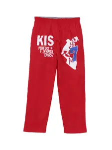 SWEET ANGEL Boys Red Solid Straight Fit Sustainable Track Pants