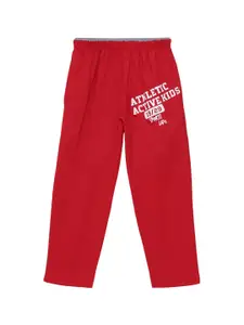 SWEET ANGEL Boys Red & White Printed Straight-Fit Track Pants