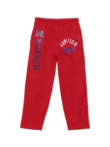 SWEET ANGEL Boys Red & White Solid Straight-Fit Track Pants