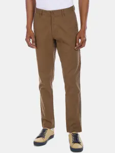 U.S. Polo Assn. Men Brown Regular Fit Solid Regular Trousers