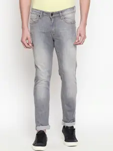 People Men Grey Slim Fit Mid-Rise Clean Look Jeans