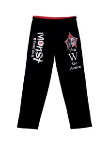 SWEET ANGEL Boys Black & White Printed Straight-Fit Track Pants