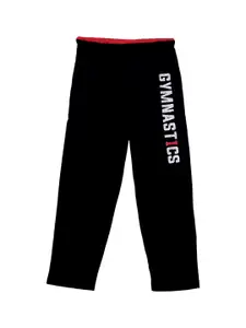 SWEET ANGEL Boys Black & White Solid Straight-Fit Track Pants