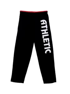 SWEET ANGEL Boys Black & White Printed Straight-Fit Cotton Track Pants