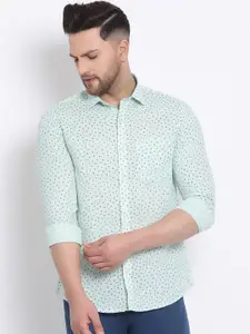 Turtle Men Green Slim Fit Printed Casual Shirt