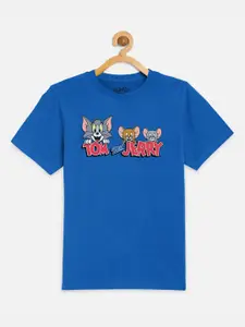 Kids Ville Tom & Jerry Boys Blue Print Round Neck T-shirt
