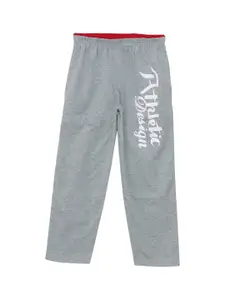 SWEET ANGEL Boys Grey Melange& White Solid Straight-Fit Track Pants