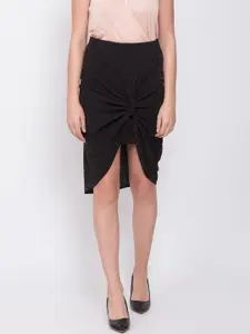 ZOELLA Women Black Solid Slim Fit Tulip High-Low Skirt