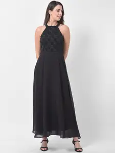 Latin Quarters Women Black Self Design Maxi Dress