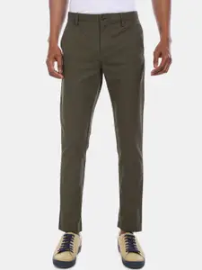 Arrow Sport Men Olive Green Regular Fit Solid Regular Trousers