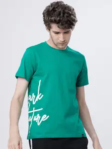 LOCOMOTIVE Men Green Printed Round Neck T-shirt