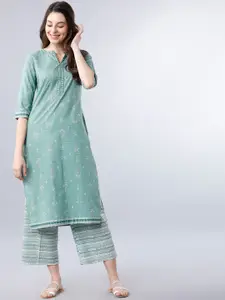 Vishudh Green Ethnic Motifs Printed Kurta
