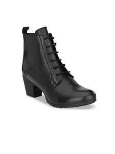 Delize Women Black Solid Mid Top Heeled Boots