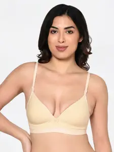 Bodycare Beige Solid Non-Wired Lightly Padded Everyday Bra 1606