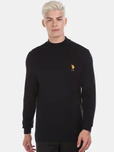 U.S. Polo Assn. Men Black Solid Pullover Sweater