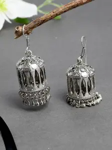 Silvermerc Designs Silver-Plated Handcrafted Oxidised Dome Shaped Jhumkas