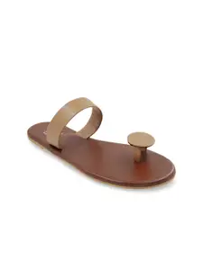 POSTCARD Women Brown Solid One Toe Flats