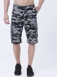 HIGHLANDER Men Grey Printed Slim Fit Cargo Shorts